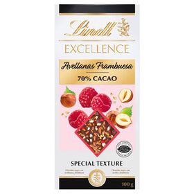Tablete De Chocolate Negro Excellence Framboesa E Avelã 70% Cacau Lindt 100 gr