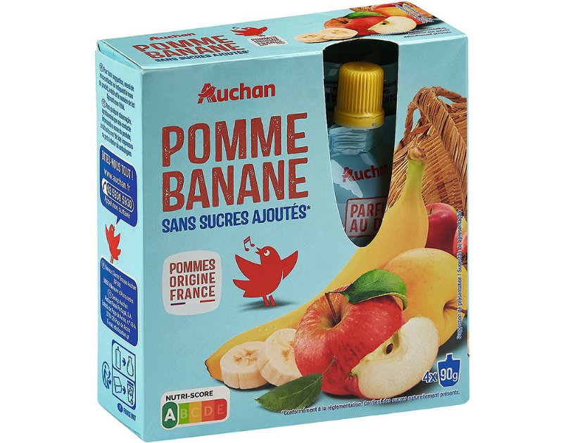 Puré Auchan Maçã Banana 360 g(4X90 g