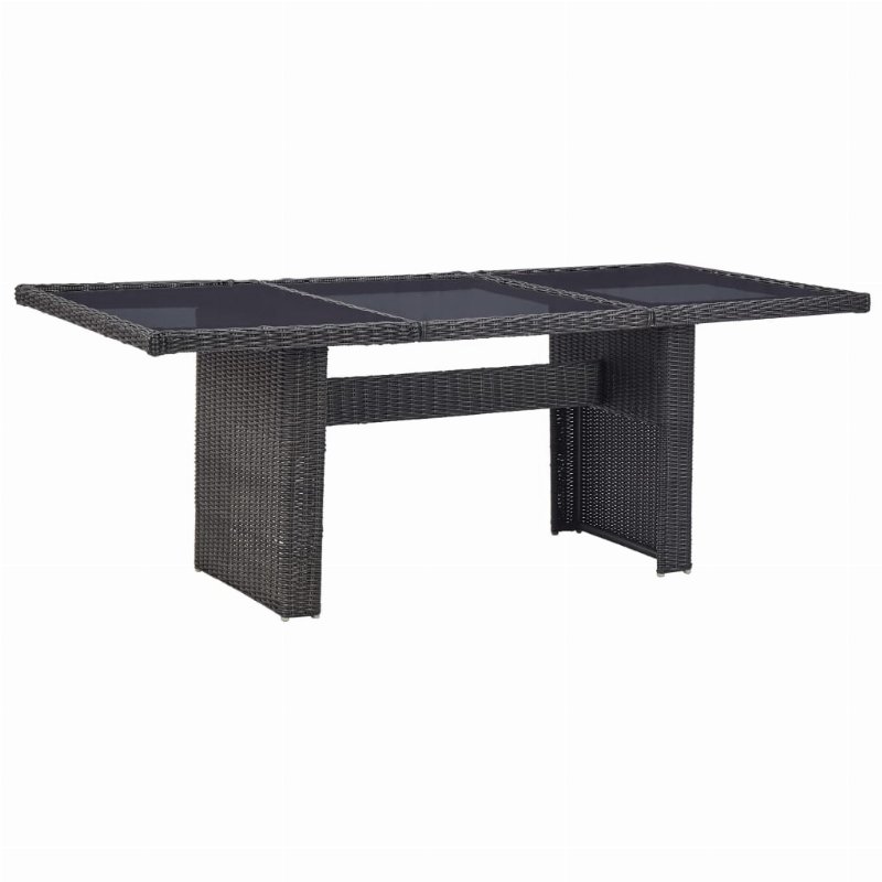 Hkh Mesa De Jantar Jardim 200X100X74 Cm Vidro E Vime Pe - Preto