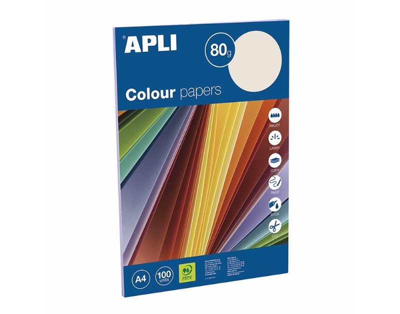 Papel Colorido A4 Apli Cores Suaves 100 Folhas 80 g