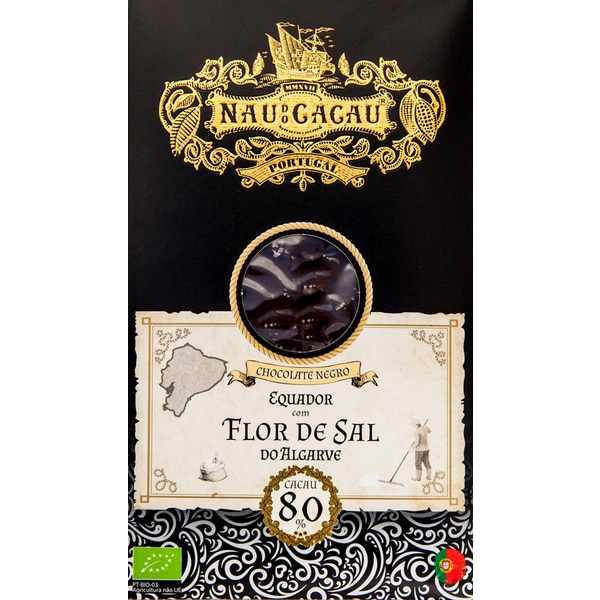 Chocolate Preto Equador Com Flor De Sal Do Algarve 80% Cacau Biológico 80 g