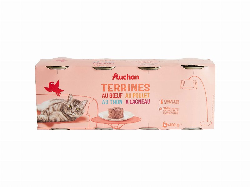 Comida Húmida Para Gato Auchan Terrinas Mix 4X400 g
