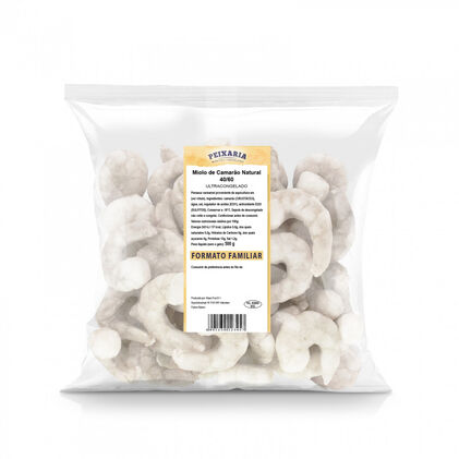 Miolo De Camarão Vannamei 40/60 Congelado Nossa Peixaria 0.5Kg