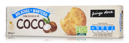 Bolachas De Manteiga Com Recheio De Coco Pingo Doce 0.1Kg