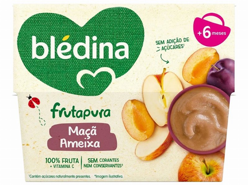 Fruta Bledina 100% Ameixa E Maçã 4X95 g
