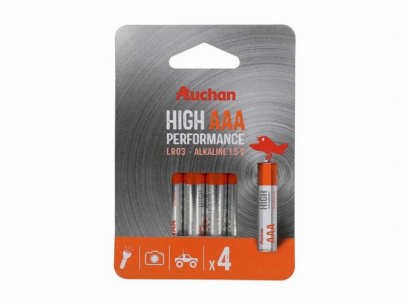 Pack 4 Pilhas Alcalina Auchan Premium Aaa Lr03