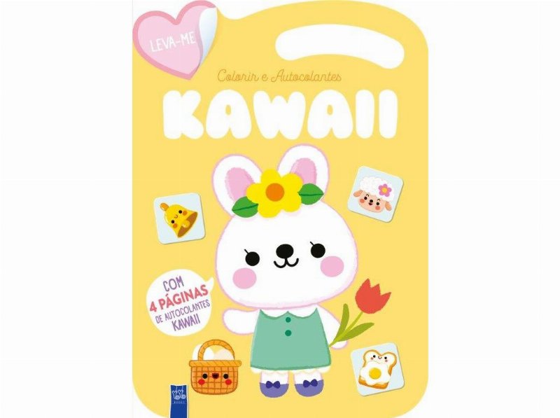 Livro Leva-Me Colorir E Autocolantes Kawaii - Amarelo