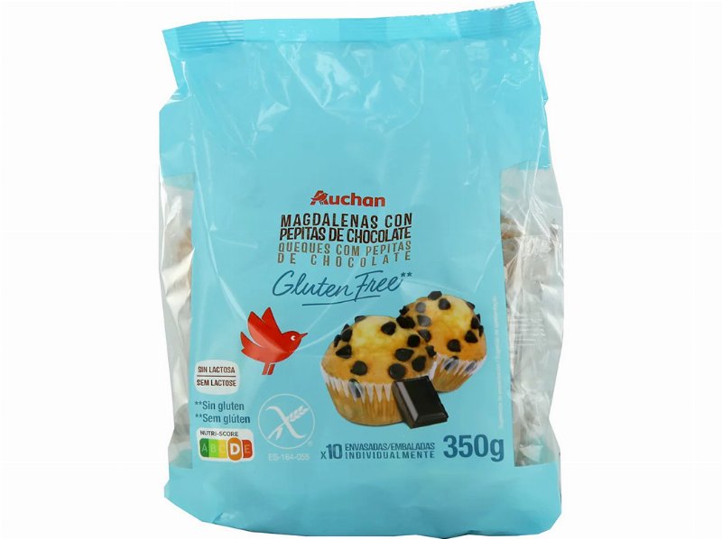 Queques Auchan Sem Glúten Com Pepitas Chocolate 10 Un 350 g