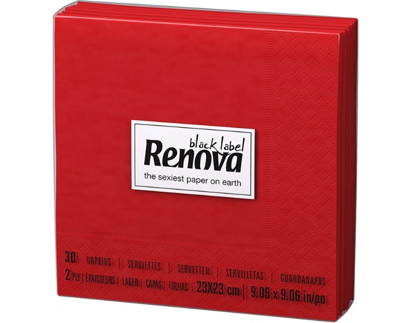 Guardanapos Folha Dupla Tipo B Renova Vermelho 22X22Cm Pack 30 Unidades