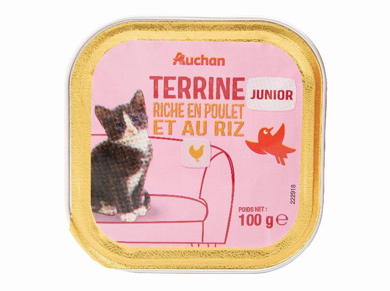Comida Húmida Para Gato Auchan Júnior Rico Em Frango E Com Arroz 100 g