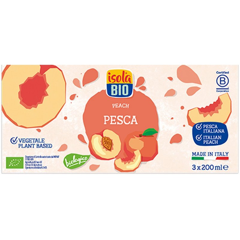 Sumo De Pêssego Sem Glúten Biológico Pack 3 Unidades 600 ml