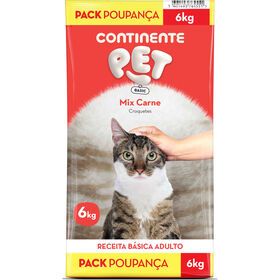 Ração Para Gato Adulto Croquetes Carne Continente Pet Basic 6 kg