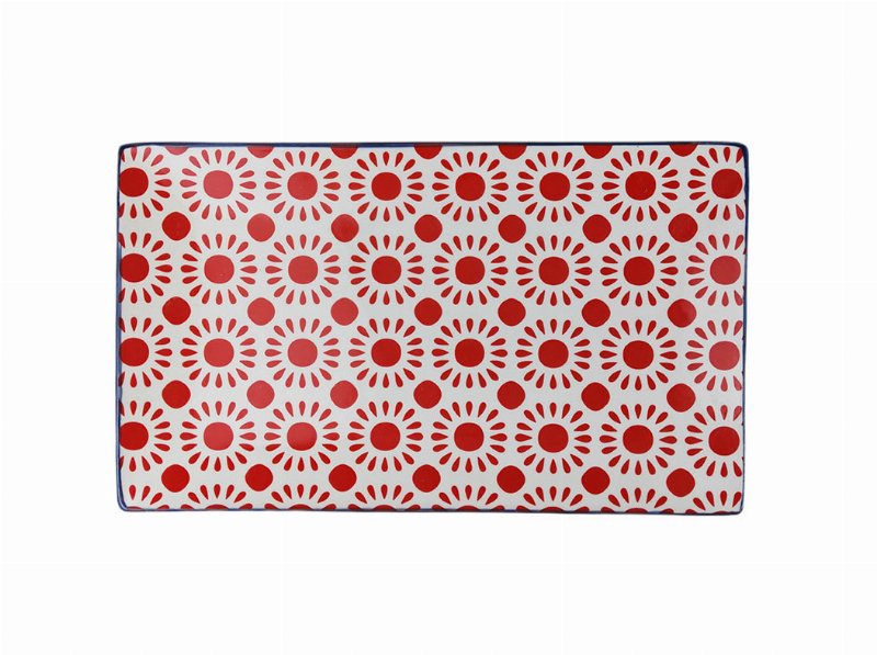 Travessa Grés Actuel Retangular Vermelho/Azul 16X28Cm