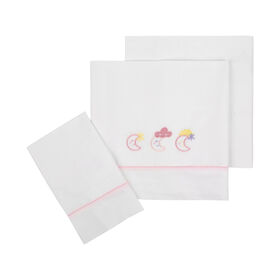 Conjunto 3 Peças Lençol Luas Rosa Happy Bear