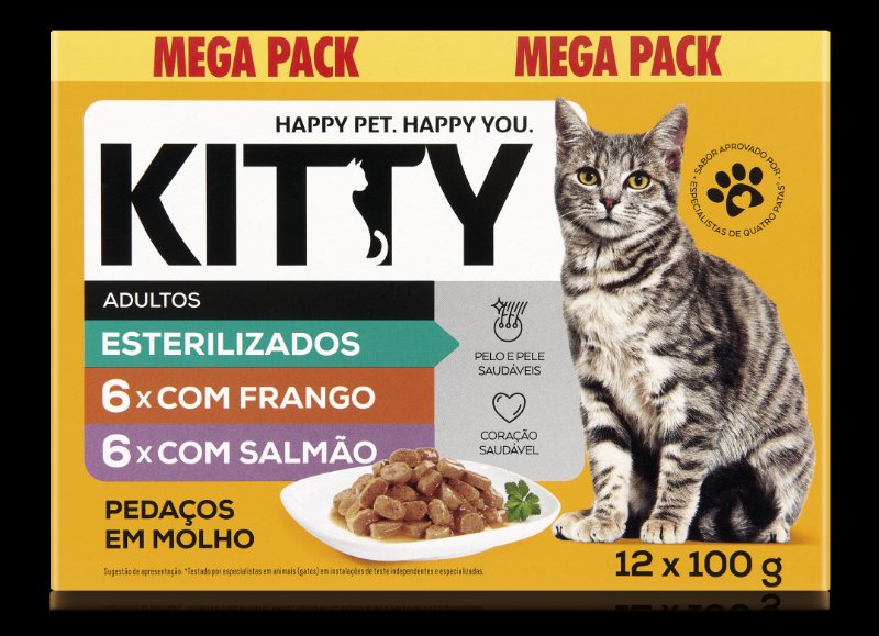 Comida Húmida Para Gato Esterilizado Frango E Salmão Kitty 1.2Kg