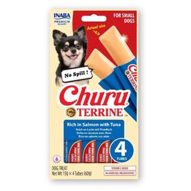 Snack Para Cão Adulto Pequeno Salmão E Atum Churu Terrine 4 X 15 gr