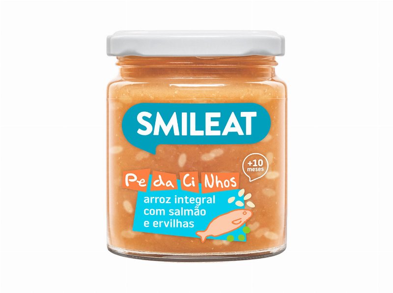 Refeições Smileat Pedacinhos Bio Arroz Integral Com Salmão E Ervilhas 230 g