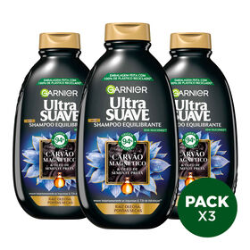 Champô Carvão Garnier Ultra Suave 3 X 400 ml