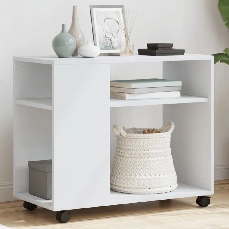 Hkh Mesa De Apoio Com Rodas Em Derivados De Madeira - Branco