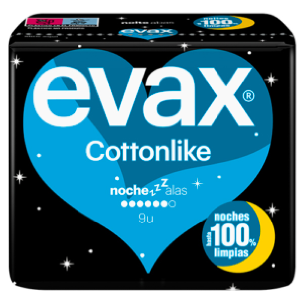 Pensos Higiénicos Com Alas Cottonlike Noite 9Un Evax