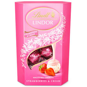 Bombons De Chocolate Branco E Morango Lindor Cornet Lindt 200 gr