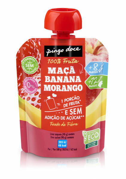 Bolsa De Fruta Banana E Morango Pingo Doce 0.09Kg