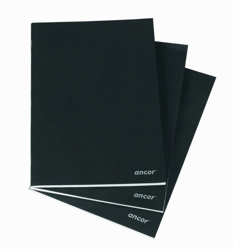 Caderno Agrafado A4 Com Capa Preta 80 Folhas Quadriculadas Ancor