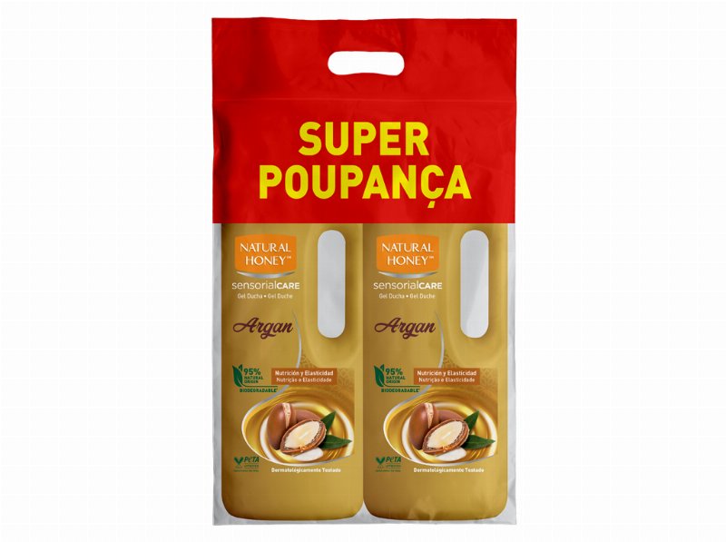 Gel Banho Natural Honey Argão 1350+1350 ml