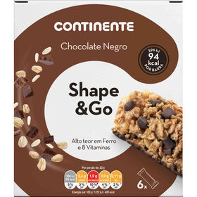 Barras De Cereais Chocolate Negro Shape & Go Continente 138 gr (6 Un)