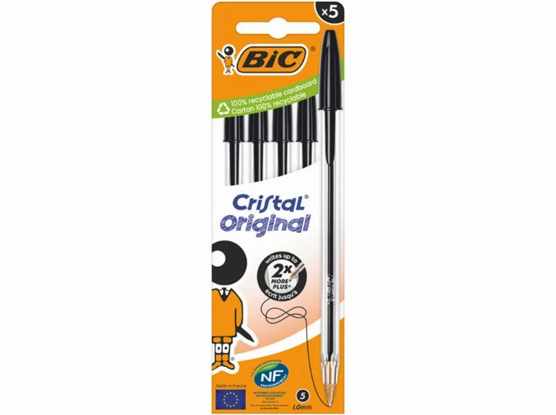 Esferográfica Cristal Bic Preto 5 Unidades