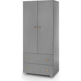 Roupeiro 2 Portas E 2 Gavetas 80X183X52Cm Cinza Pauline Grafite Twinko