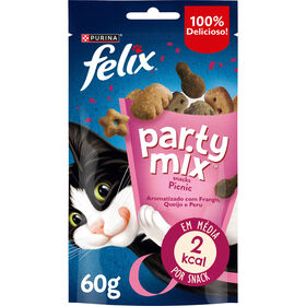 Snack Para Gato Adulto Party Mix Picnic Frango, Queijo E Pato Purina Felix 60 g