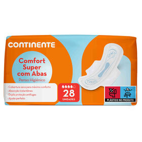Pensos Higiénicos Comfort Super Com Abas Continente 28 Un