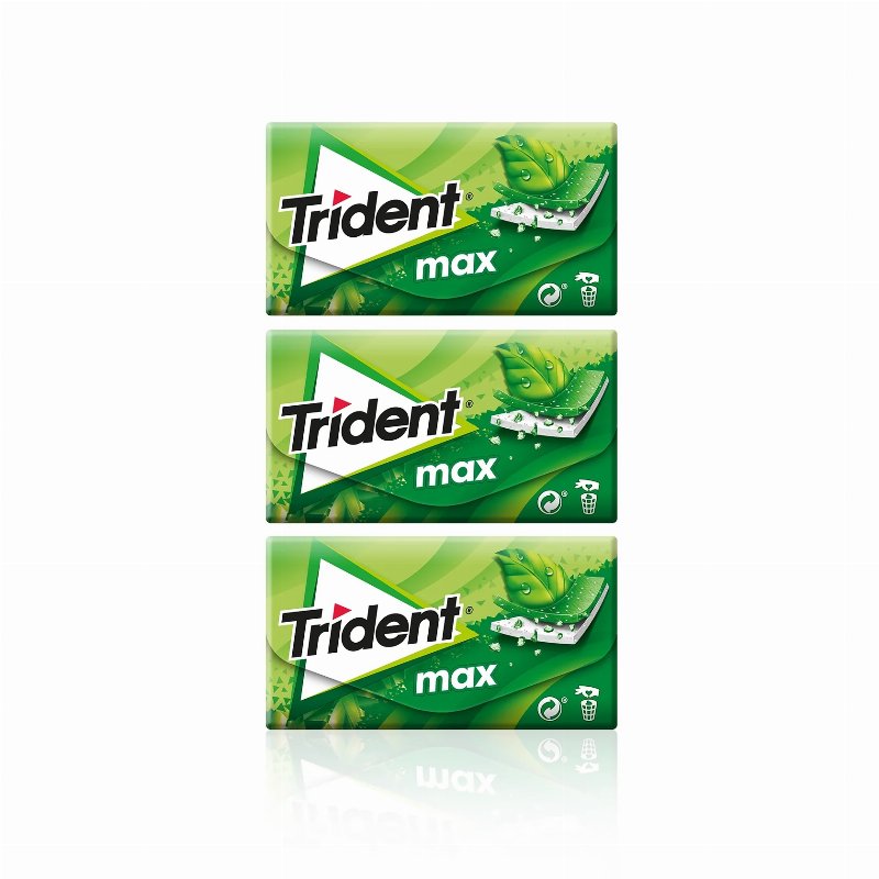 Trident Max Pastilha Elástica Spearmint 27 gr - Pack 3 X 27 gr