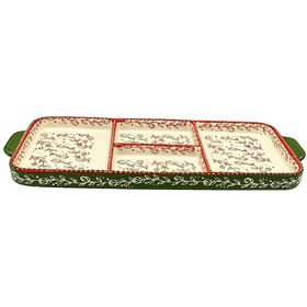 Prato Com 4 Divisórias 37X17Cm Verde Kasa