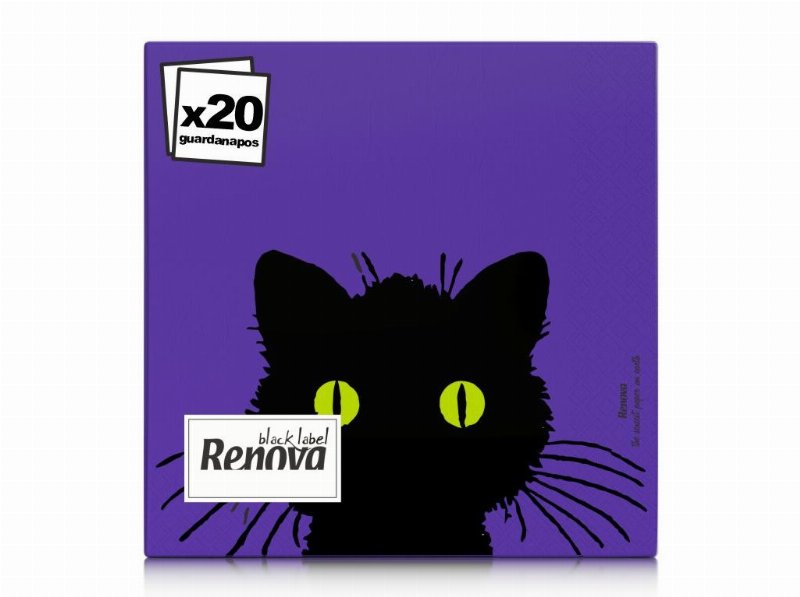 Guardanapo Halloween Cat Renova Folha Tripla 20 Unidades 33X33Cm