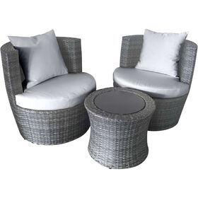 Conjunto Mesa E 2 Sofás Wicker Cinza Atlanta Kasa