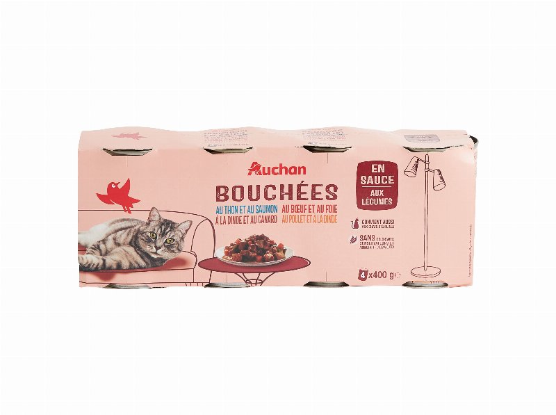 Comida Húmida Para Gato Auchan Pedaços Em Molho Mix 4X400 g