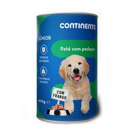 Comida Húmida Para Cão Júnior Patê Pedaços Frango Lata Continente 400 g