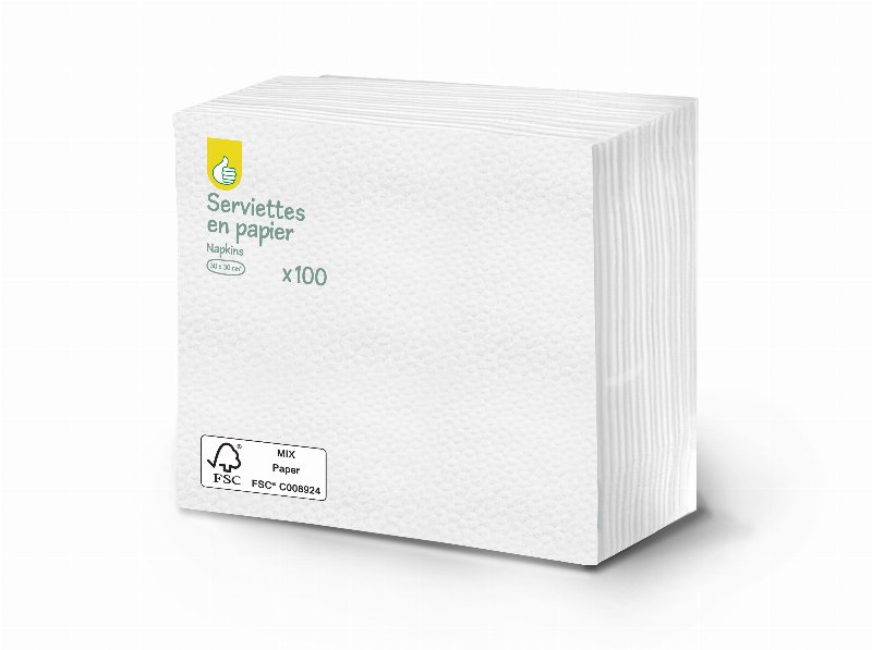 Guardanapos Polegar Folha Simples 30X30Cm 100 Unidades