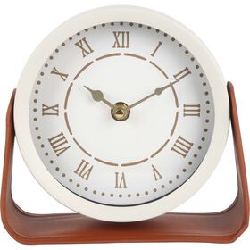 Relógio 17Cm Branco Com Base Em Pele Kasa