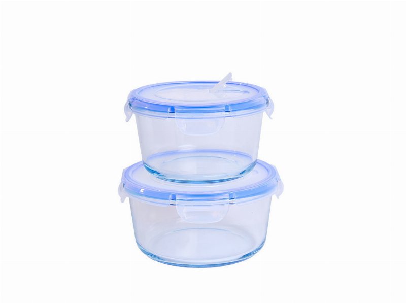 Conjunto De 2 Caixas Actuel Herméticas Redondas De Vidro 0.8 l+1.1 l