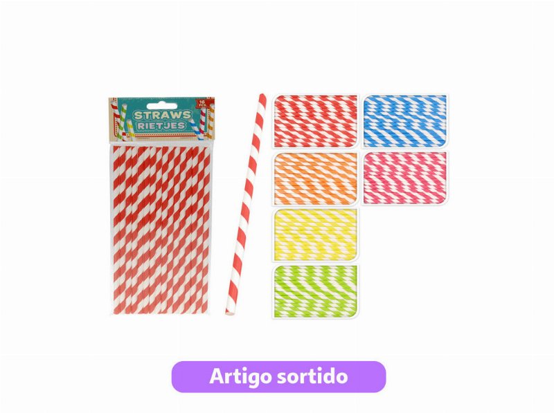 Conjunto 16 Palhinhas Cartão Cores Sortidas