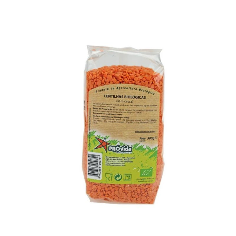 Lentilhas Vermelha Sem Casca Bio Próvida 500 g