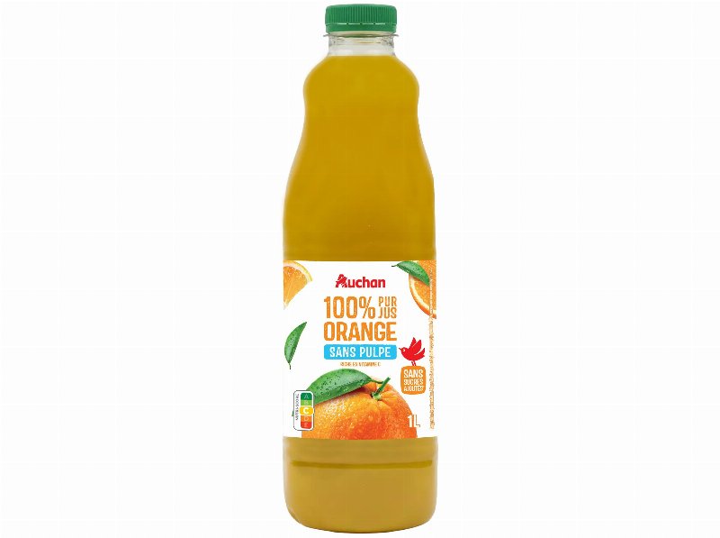 Sumo Auchan 100% Laranja Sem Polpa 1 l