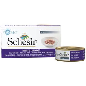 Comida Húmida Para Gato Adulto Atum E Carne Lata Schesir 6 X 50 g