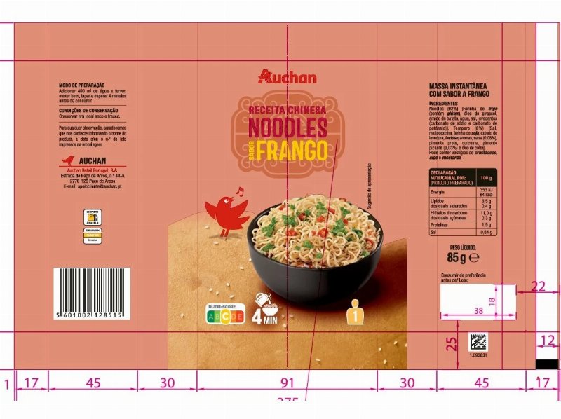 Massa Noodles De Frango Auchan 85 g