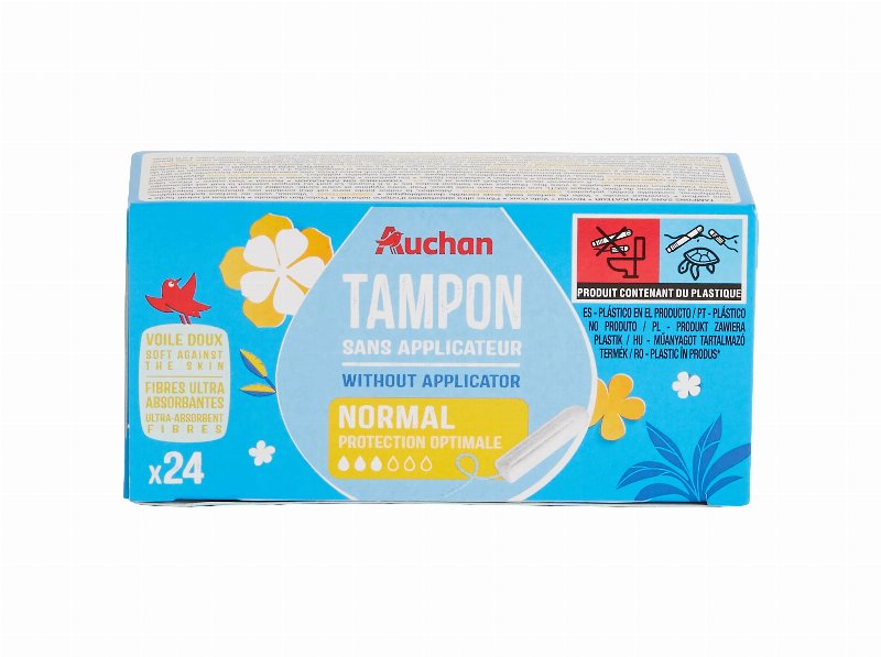 Tampões Auchan Normal Sem Aplicador 24Un