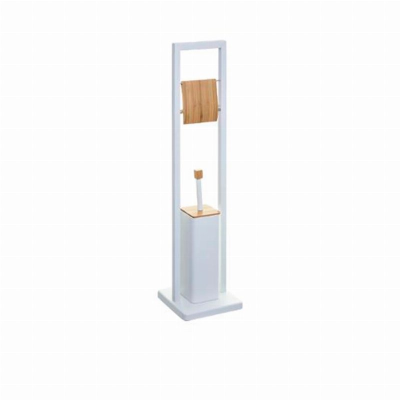 Suporte Rolo Papel + Escova Piaçaba Wc Branco