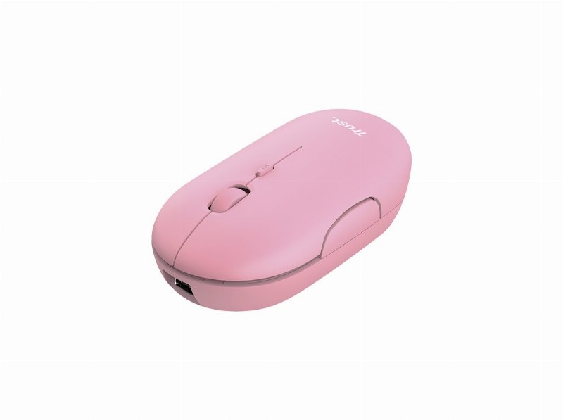 Rato S/Fios Trust Puck Recarregável Pink Slim